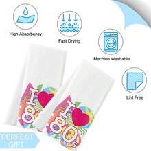 2入組 18x28英寸長方形聚酯纖維廚房毛巾套裝,i Love 80's廚房毛巾,多彩字母圖案廚房毛巾,80's90's懷舊系列廚房毛巾,多功能毛巾適用於家庭使用,適合廚房、浴室、客廳、餐廳、臥室等場合,是父母和朋友的理想禮物 - 白色 - 查看 5