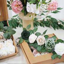 Exquisite Artificial Flower Autumn Orange Sets For DIY Wedding Decor & Centerpieces - Olive Green - View 3