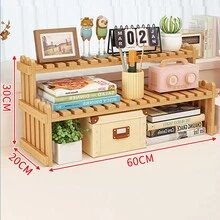 1pc Apricot Diy Handmade Bamboo Storage Rack Floor Standing Organizer - Apricot - View 9