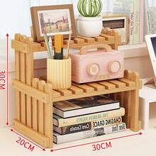 1pc Apricot Diy Handmade Bamboo Storage Rack Floor Standing Organizer - Apricot - View 6