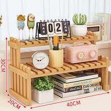 1pc Apricot Diy Handmade Bamboo Storage Rack Floor Standing Organizer - Apricot - View 7