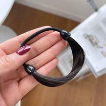 4入組/套女孩女人頭髮綁帶，有趣可愛的真髮隱形鬆緊帶頭飾，情人節送給女性朋友的禮物 - 卡其色 - 查看 6