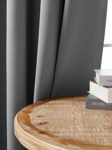 1入黑色遮光戶外/室內家居裝飾聚酯纖維窗簾,環形金屬裝飾,適用於臥室/客廳/陽台,保暖隔熱,純色現代簡約風格 - 灰色 - 查看 6