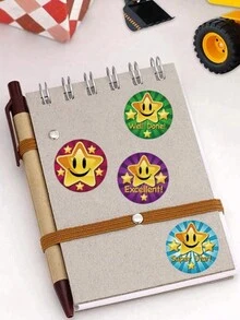 500個/卷五角星鼓勵卡通貼紙,獎勵貼紙,禮品聚會標籤,適用於獎勵學生和兒童,禮物包裝,節慶裝飾,適用於禮品店,玩具店,文具店,咖啡店和花店。 - 黑色 - 查看 4