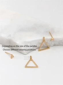 CHOSHILAR 1pair Double-Wearing Golden Small Triangle Earrings