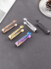 1 Kẹp đá bằng thép không gỉ có vỏ hoa hồng và viên đường, thích hợp cho lát chanh nhỏ và viên đá, mùa hè, bộ mùa hè, cho ngoài trời, cắm trại - Bạc - Xem 5