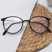 1pc Oval Shaped Fashion Computer Glasses, Eyewear For Daily Use, Computer, Gaming - Black - View 2