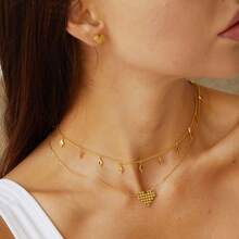 1對時尚豪華18k鍍金925純銀多心型耳釘,配有鋯石裝飾和獨特開口設計,適合女性日常穿戴 - 金黃色 - 查看 2