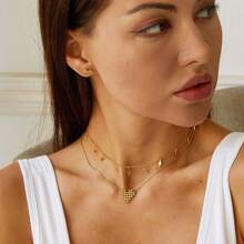 1對時尚豪華18k鍍金925純銀多心型耳釘,配有鋯石裝飾和獨特開口設計,適合女性日常穿戴 - 金黃色 - 查看 9