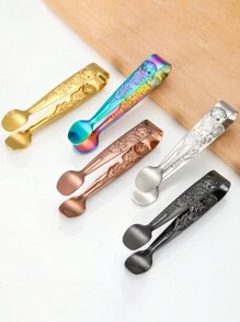 1 Kẹp đá bằng thép không gỉ có vỏ hoa hồng và viên đường, thích hợp cho lát chanh nhỏ và viên đá, mùa hè, bộ mùa hè, cho ngoài trời, cắm trại - Bạc - Xem 3