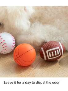 1pc Pet Dog Toy Ball, Interactive, Durable, Squeaky, Stress Relief Dog Supplies - Red - View 3