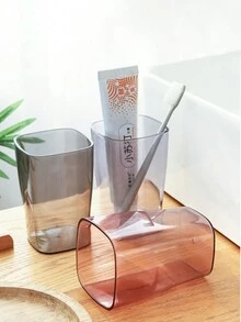 Plain Color Transparent Plastic Cup For Toothbrushing And Gargling, Couple Cup For Home - Multicolor - View 5