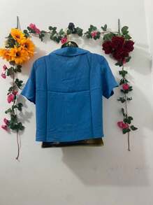 Women Tops - 藍色 - 查看 2