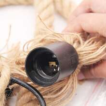 1入復古繩索吊燈,單頭配有3.3英尺電線,e26 / E27插座,工業農舍風格適用於餐廳,酒吧,家居裝飾 （不含燈泡） - 卡其色 - 查看 2