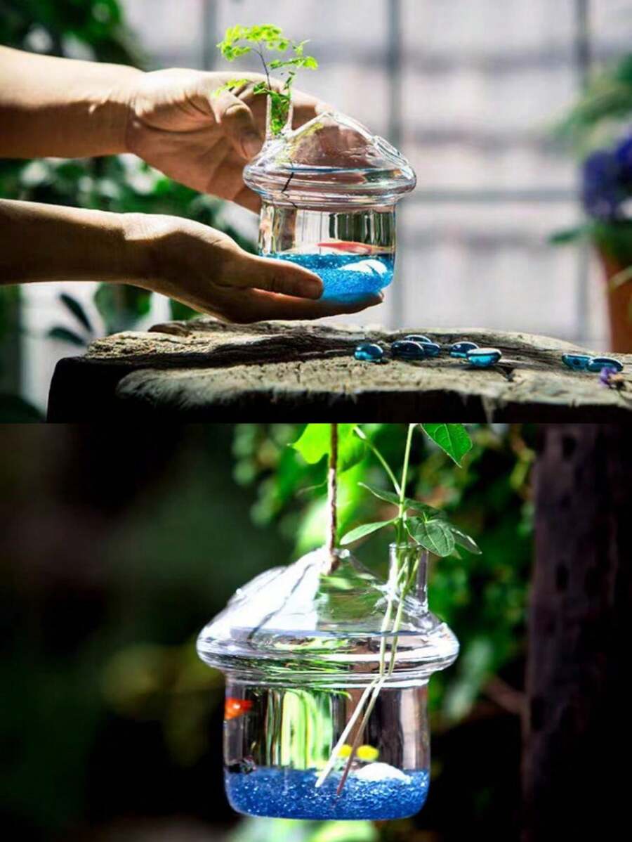 1個創意玻璃桌面魚缸,迷你玻璃花壇,多種風格的水耕種植 - 無色 - 查看 1