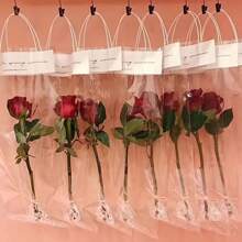 10朵透明鮮花禮袋情人節母親節教師節七夕單支玫瑰花束花盒包裝 - 白色 - 查看 3