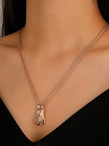 2入組精緻極簡派對磁力牽手情侶項鍊,情人節禮物 - 彩色 - 查看 2