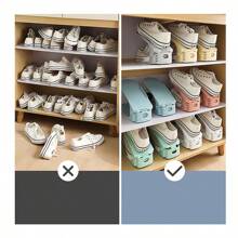 4入組/套可調節的雙層鞋架組織者,適用於家庭和宿舍,方便的鞋履收納解決方案,隨機顏色 - 彩色 - 查看 4