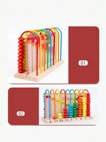 兒童算盤,一年級小學生數學教學工具,木製算盤玩具,兒童教育和科學玩具 - 彩色 - 查看 6