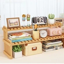 1pc Apricot Diy Handmade Bamboo Storage Rack Floor Standing Organizer - Apricot - View 4