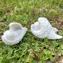 2入組睡覺天使樹脂工藝品,適用於戶外花園天使紀念品、兒童、辦公室家具和家居裝飾,可愛的守護天使樹脂工藝品 - 白色 - 查看 7