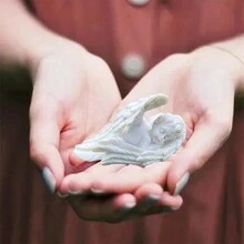 2入組睡覺天使樹脂工藝品,適用於戶外花園天使紀念品、兒童、辦公室家具和家居裝飾,可愛的守護天使樹脂工藝品 - 白色 - 查看 3