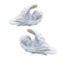 2入組睡覺天使樹脂工藝品,適用於戶外花園天使紀念品、兒童、辦公室家具和家居裝飾,可愛的守護天使樹脂工藝品 - 白色 - 查看 9