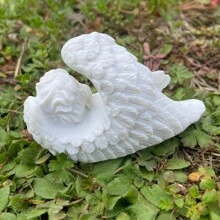 2入組睡覺天使樹脂工藝品,適用於戶外花園天使紀念品、兒童、辦公室家具和家居裝飾,可愛的守護天使樹脂工藝品 - 白色 - 查看 8