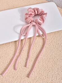 1pc Bowknot Hair Scrunchie - Pink - View 4