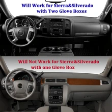 Car Dashboard Cover For Left Hand Drive GMC Sierra And Chevrolet Silverado- Fits 2007-2013 Models With Two Glove Boxes - Black - View 2
