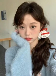 1 件女士多色绒球花朵蕾丝樱桃草莓熊印花蝴蝶结布甜美可爱发带 - 彩色 - 查看 4