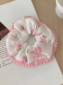 1 件女士多色绒球花朵蕾丝樱桃草莓熊印花蝴蝶结布甜美可爱发带 - 彩色 - 查看 6