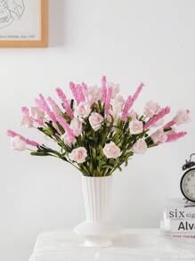 1 件/3 件人造花装饰塑料花家居婚礼装饰人造花玫瑰花头假花 - 淺粉色 - 查看 3