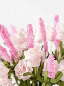 1 件/3 件人造花装饰塑料花家居婚礼装饰人造花玫瑰花头假花 - 淺粉色 - 查看 5