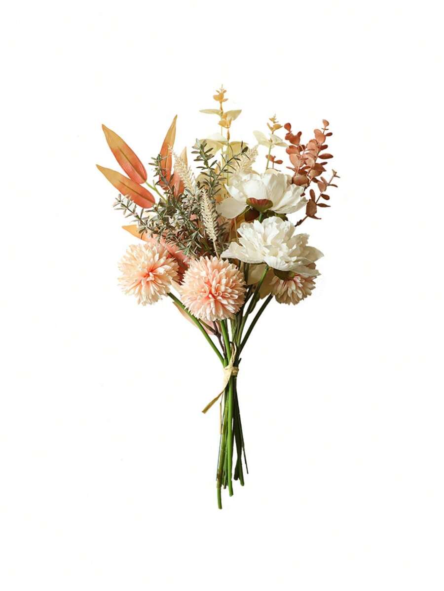 1bunch Plastic Artificial Flower Bouquet, Romantic Artificial Flower Bundle, Valentine Day, Gift - Multicolor - View 1