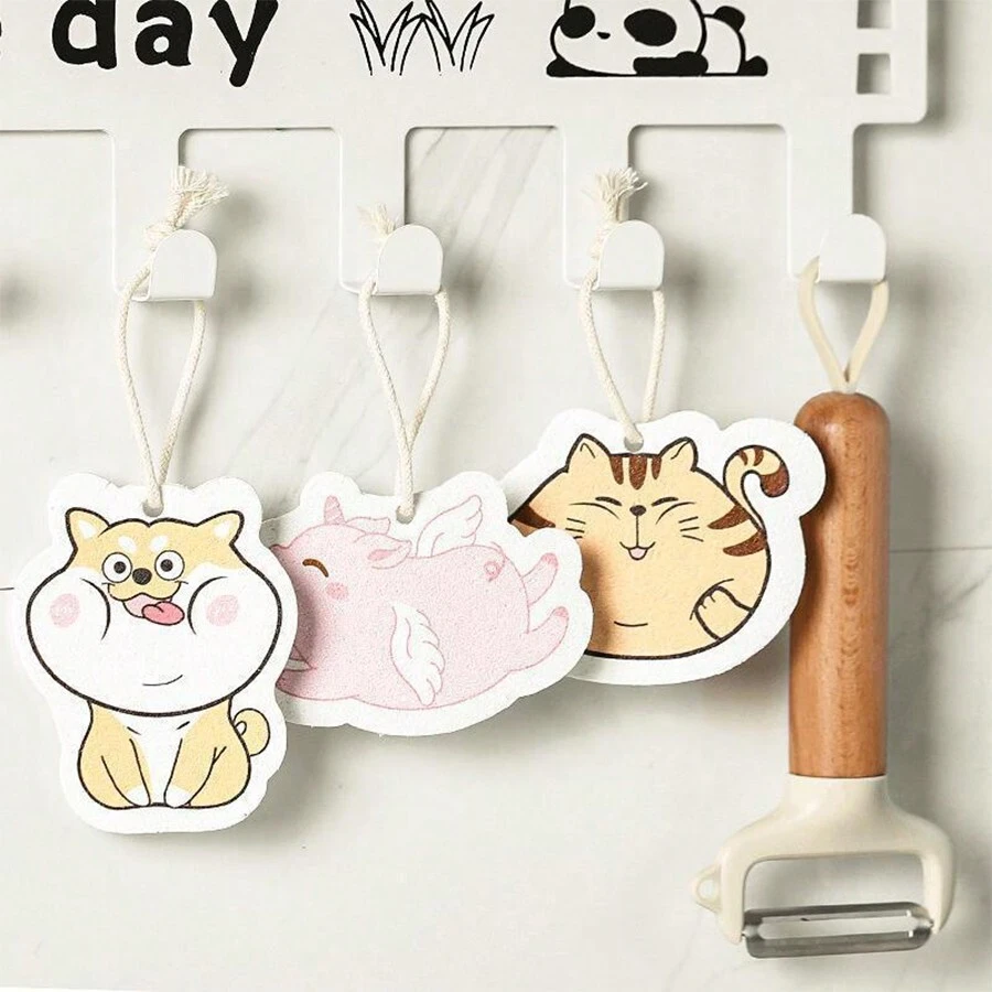 1入組壓縮木漿菜瓜布,廚房清潔用,卡通風格 - 彩色 - 查看 1