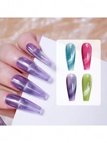 annies 4入組激光貓磁性凝膠指甲油套裝,果凍藍紅紫綠色磁性凝膠,可浸泡式uv Led閃亮凝膠護理美甲,不包含磁鐵,適用於美甲沙龍 - 彩色 - 查看 7