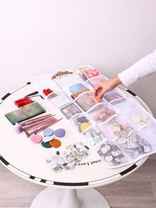 1入組白色18格多功能掛式化妝品收納袋,適用於浴室、臥室等 - 白色 - 查看 5