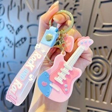 1pc Creative Guitar Shaped Keychain For Car Keys Bag Charms Gifts For Couples, Men, Women With Personalized, Multiple Colors Valentine's Day Present - Multicolor - View 6