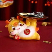 1 件裝幸運龍托盤家居客廳、入口、電視櫃收納裝飾 - 彩色 - 查看 4