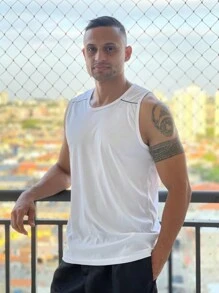 Camiseta Regata Dryfit Masculino Academia Exercício Barata de Verao - Branco - Visão 1