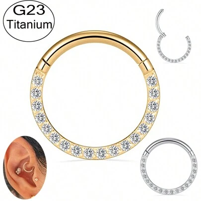 1入女士珠寶穿刺astm F136 G23鈦鼻環,水晶耳環圈,螺旋軟骨指環