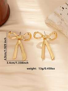 1pair Exaggerated Geometric Design Bowknot Dangle Earrings - Bow Earrings - View 4