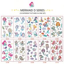 10pcs Flashing Mermaid & Cartoon Unicorn Temporary Tattoo Sticker, Waterproof Design Featuring Rainbow, Butterfly, Mermaid, Ocean, Starfish, Coral, Turtle, Dinosaur & Animal Pattern, Lasting 2-5 Days - Space Series - View 9
