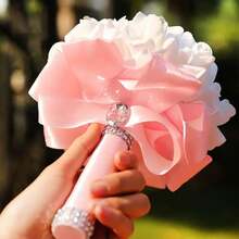 1支人造玫瑰新娘花束,浪漫花卉泡沫配絲緞絲帶,彩色婚禮花卉,優雅美麗的裝飾配件,隨機顏色 - 顏色隨機發 - 查看 5