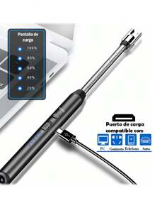 Encendedor Eléctrico Recargable Seguro USB Cocina Multiusos - Negro - Ver 4