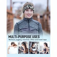 睡眠耳機頭帶音樂頭帶無線帶頭帶耳機,薄款高清立體聲揚聲器,適用於側身睡眠、運動、瑜伽、旅行等 - 黑與白 - 查看 5