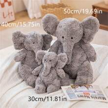 1pc Cute & Dumb Elephant Stuffed Animal, 3 Sizes Soft Plush Toy, Grey Pillow Cushion, Birthday/New Year's Gift