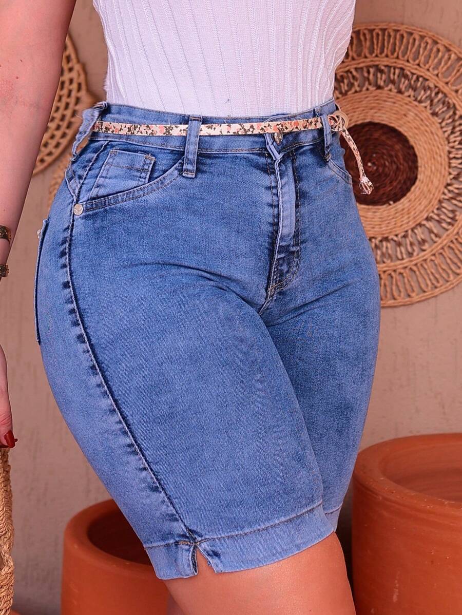 PATRIA BRASIL Women Denim Shorts - 中等水洗藍 - 查看 1