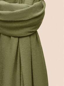 1 pièce Foulard minimaliste classique de couleur unie élégant et décontracté pour femmes, foulard hijab en jersey de modal tricoté premium, style long foulard turban enveloppant la tête, convient pour la vie quotidienne, les voyages et les rassemblements - Militaire verte - Voir 4